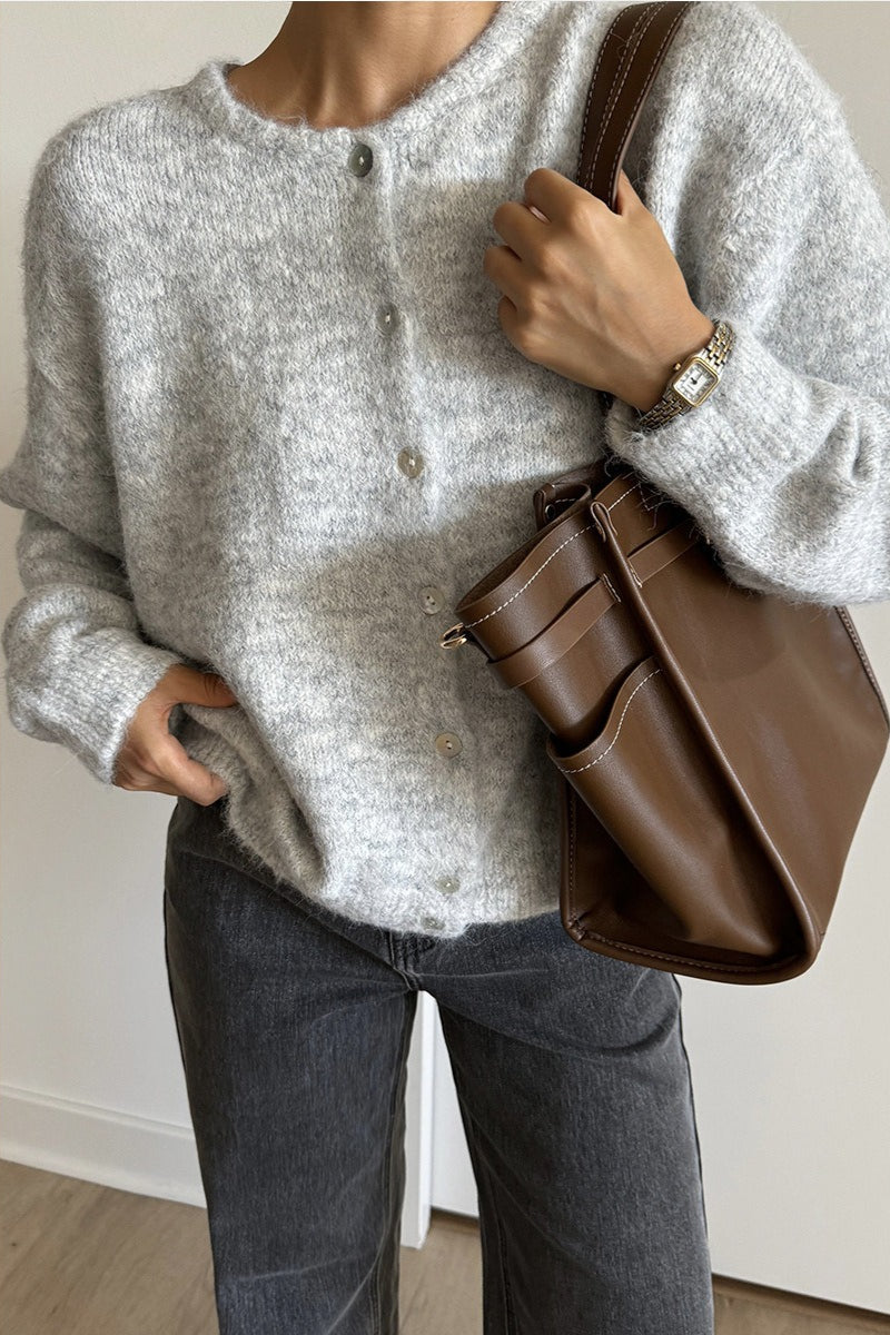 Solid Color Wool Blend Cardigan Secondary image