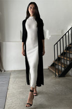 Sleeveless Turtleneck Knit Sweater Dress