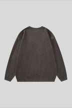 Distressed Typography Washed Oversized Crew Neck Sweatshirt