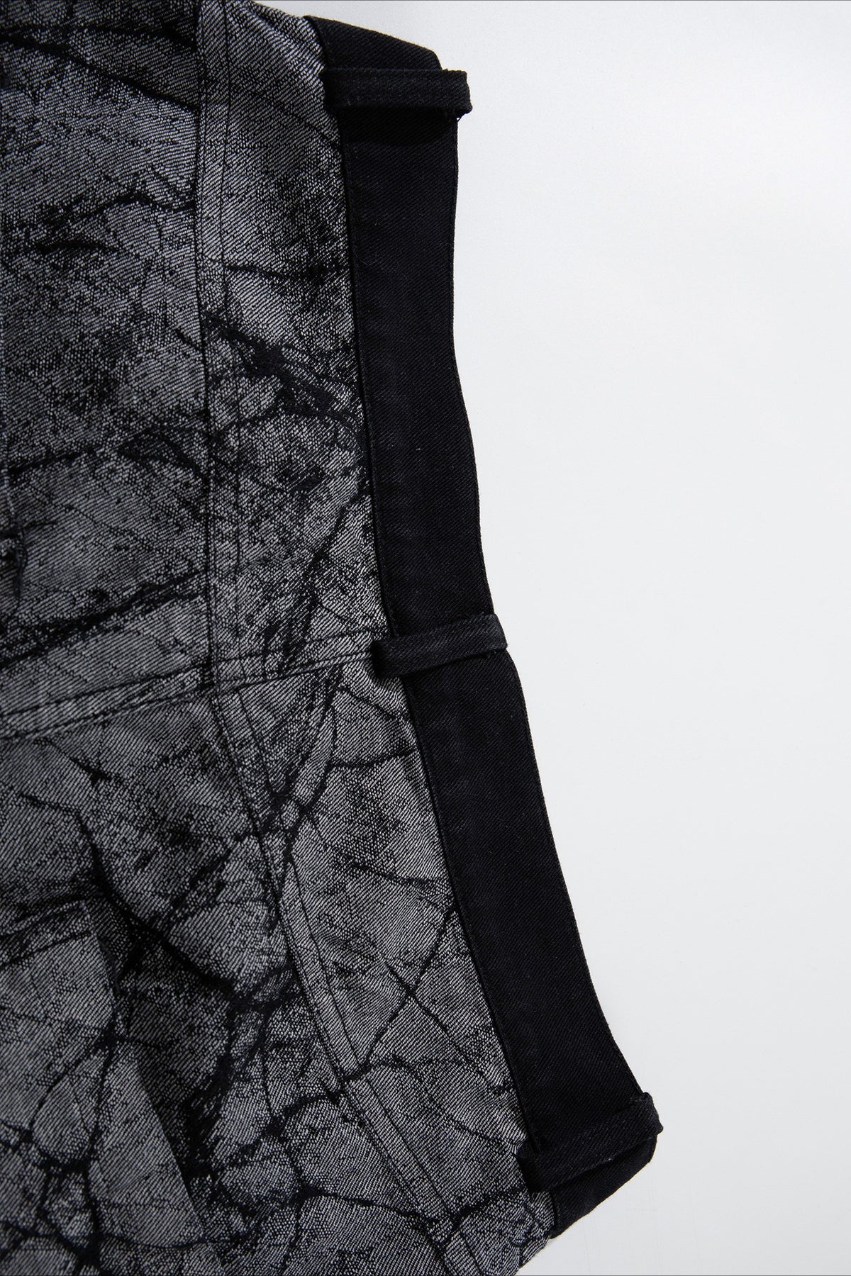 Crackle Print Tape Panel Wide Leg Jeans