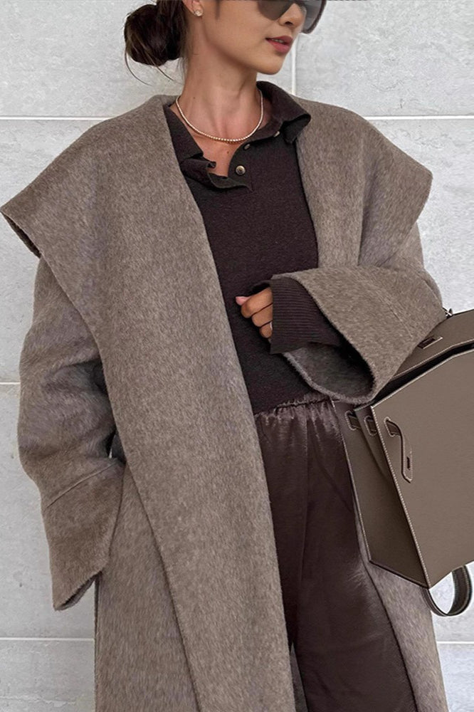 Wrap Notch Collar Cape Wool Blend Overcoat Secondary image
