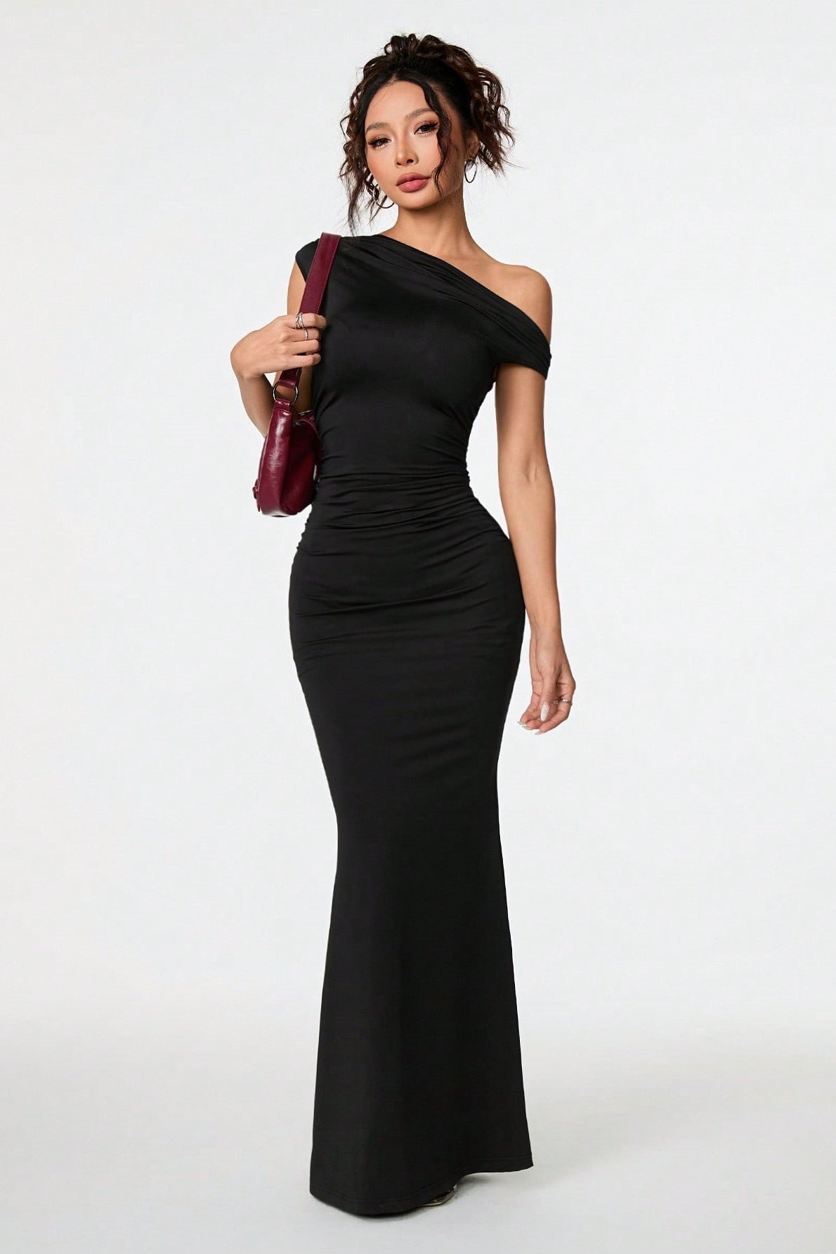 Black Asymmetric Neckline Formal Dress S / Black Main image