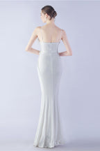 Ostrich Feather Embellished Maxi Dress