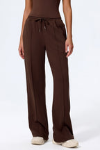 Relaxed Straight Leg  High Waist Knit Pants