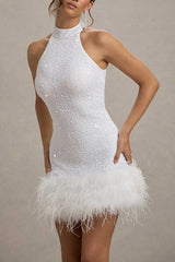 Shiny Fuzzy Sequin Bodycon Party Dress