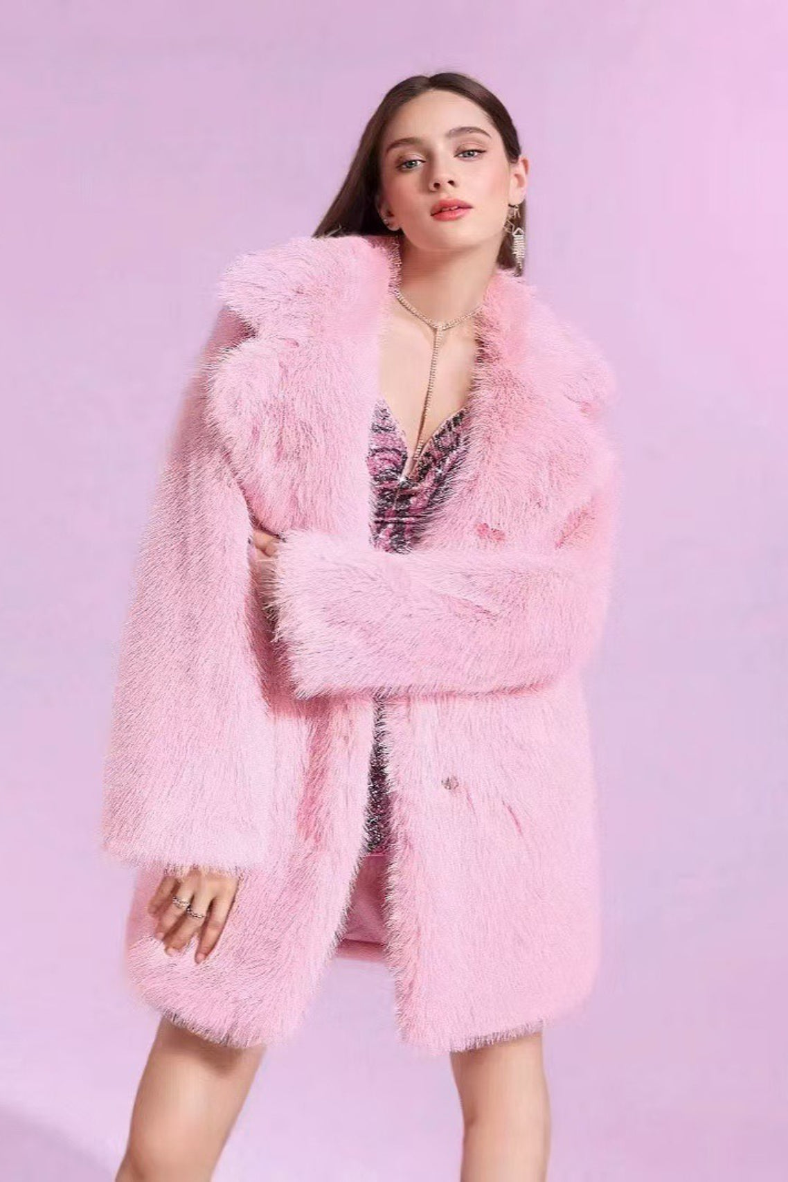 Solid Color Plush Trench Overcoat Secondary image