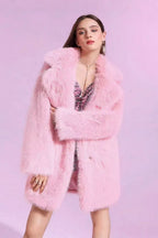 Solid Color Plush Trench Overcoat