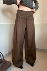 Chic Solid Pleated Wide Pants