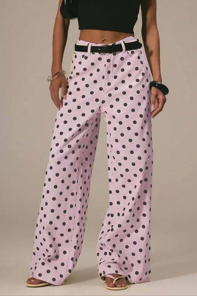 Polka Dot Casual Mid Waist Wide Pants Main image