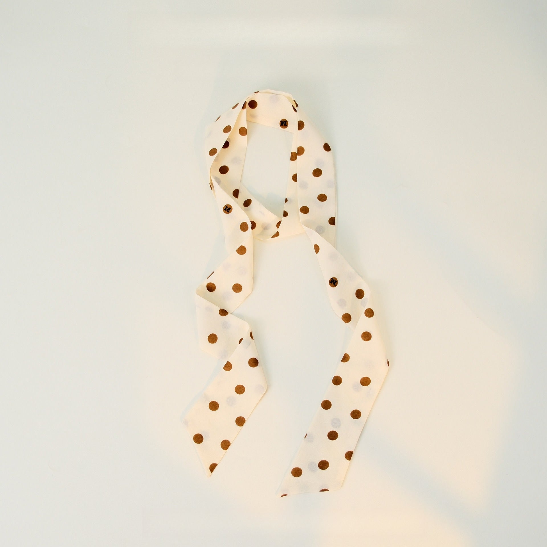 Polka Dot Elegant Long Skinny Neck Ribbon Scarf