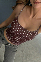 Polka Dot Square Neck Slim Cropped Cami
