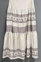 Printed Linen High Waist A Line Boho Skirt