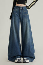 Wide Leg Flare High Waist Fleece Lined Jeans
