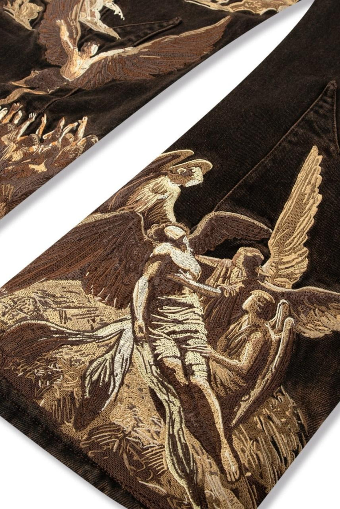 Eagle Angel Embroidered Wide Leg Jeans