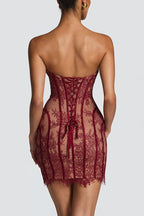 Strapless Lace Corset Mini Cocktail Dress