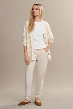 V Neck Striped Cotton Sweater