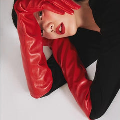 Long Opera Faux Leather Cosplay Evening Gloves