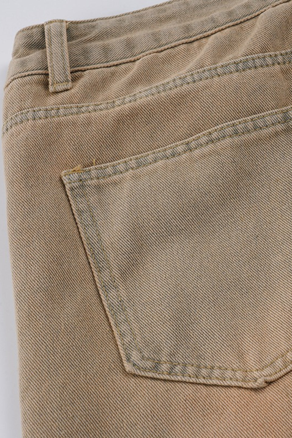 Distressed Frayed Detail Panel Straight Leg Jeans