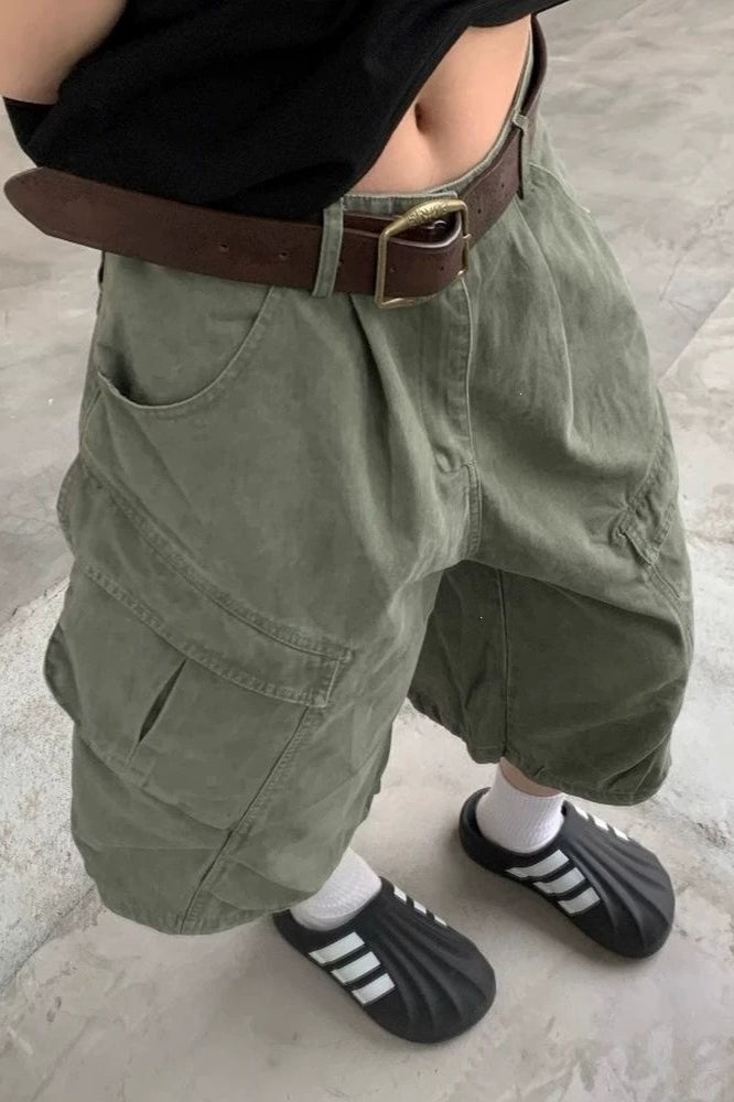 Washed Wide Leg Utility Cargo Pants Main image