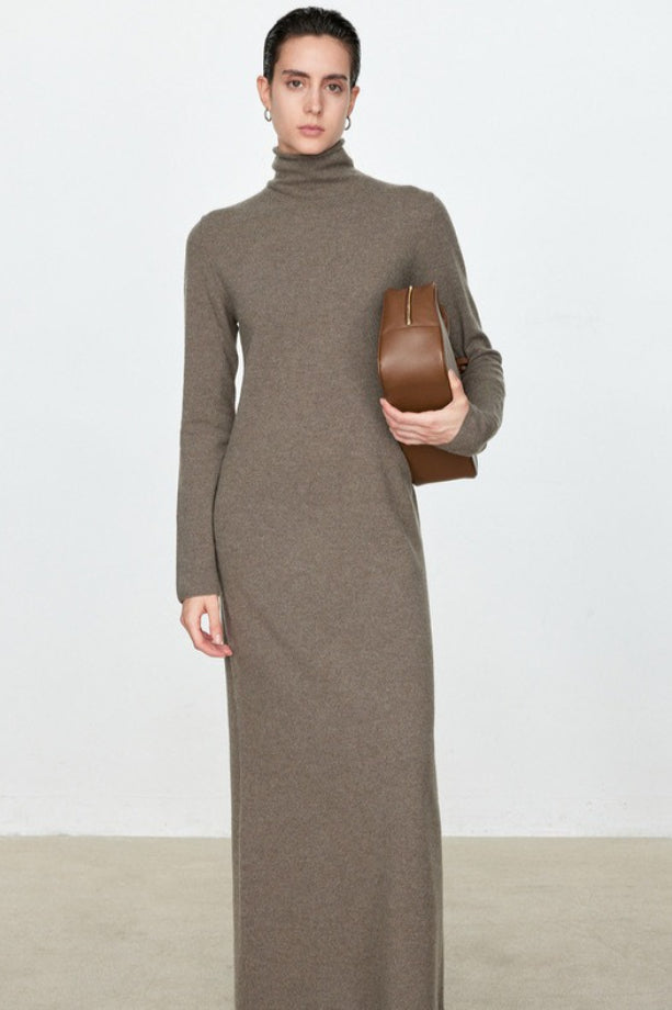 High Neck Flocked Slouchy Knit Dress Secondary image