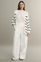 V Neck Striped Cotton Sweater