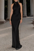 Sexy Satin Backless Sleeveless Party Dress