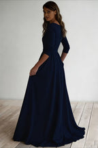Three Quarter Sleeve Pocket Formal Dress