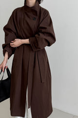 Oversized One Button Stand Collar Overcoat