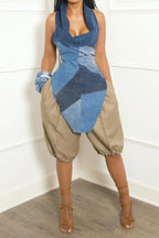 Casual Elastic Waist Harem Shorts
