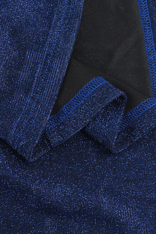 Shimmer V Neck Halter Slit Formal Dress