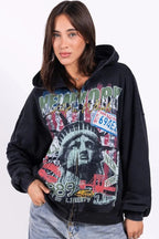 Washed Statue of Liberty Graphic Hoodie