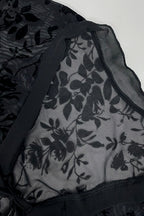 Chiffon Ruffled Flared Sleeve Sheer Slim Fit Blouse