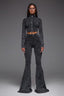 Sexy Zip Front Crop Top Flared Pants Set