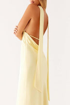 Halter Keyhole Open Back Maxi Cocktail Dress