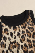 Leopard Sequin Crop Tank Top