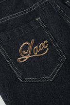 Letter Embroidery Vintage Low Rise Slim Flare Jeans
