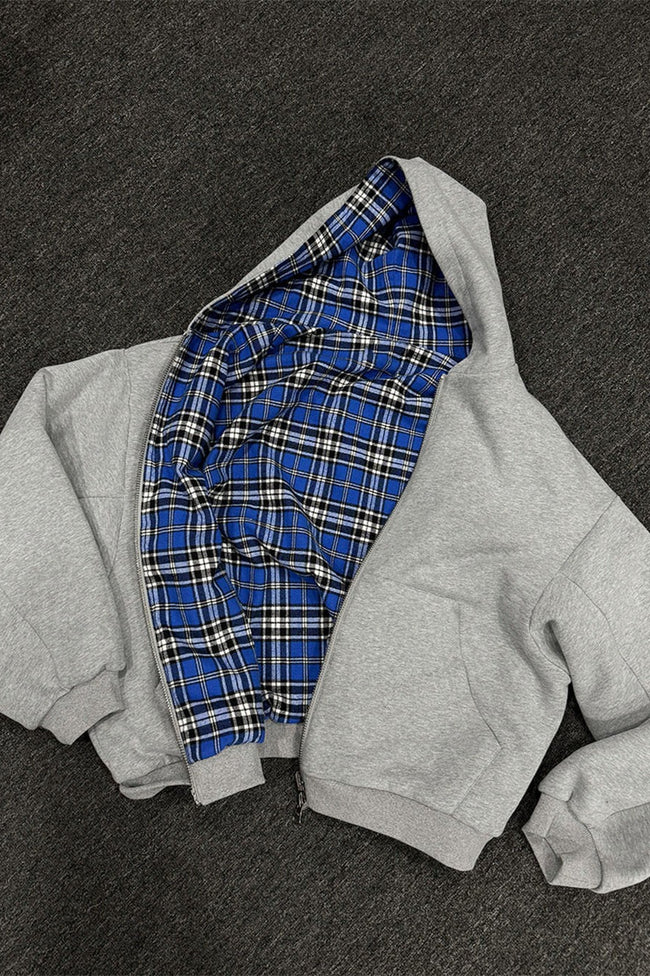 Reversible Checkered Patchwork Heavyweight Hoodie Main image