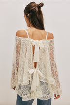 Elegant Off Shoulder Lace Overlay Blouse