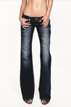 Vintage Ultra Low Rise Washed Flare Jeans