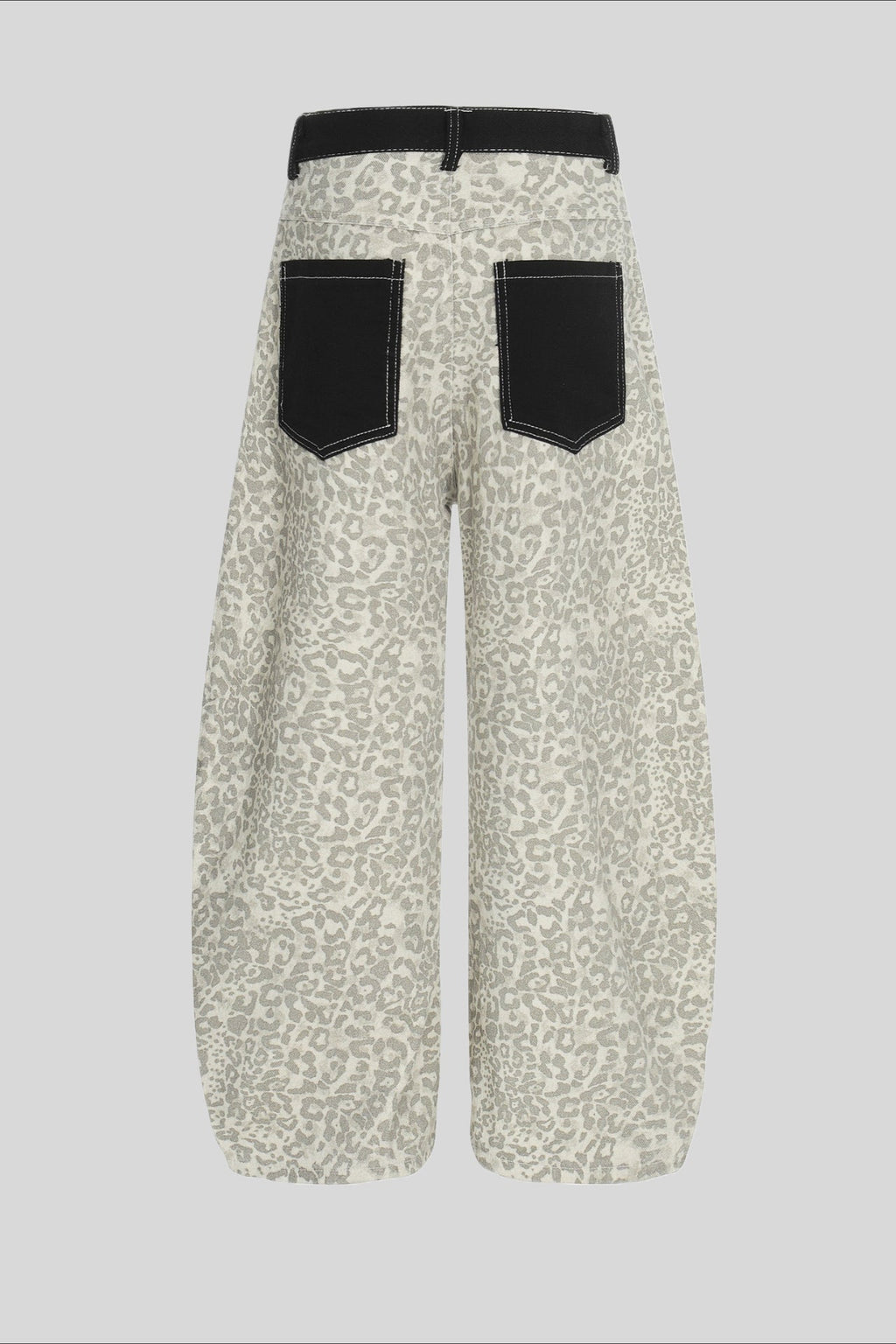 Leopard Contrast Pocket Barrel Leg Pants