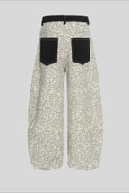 Leopard Contrast Pocket Barrel Leg Pants