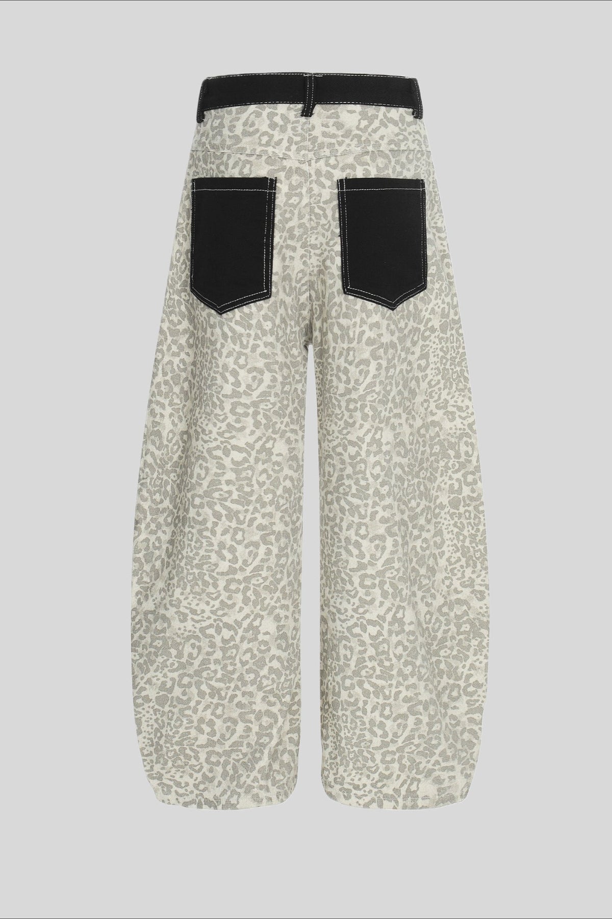 Leopard Contrast Pocket Barrel Leg Pants