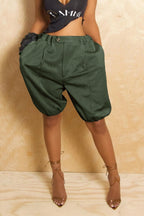 Casual Elastic Waist Harem Shorts
