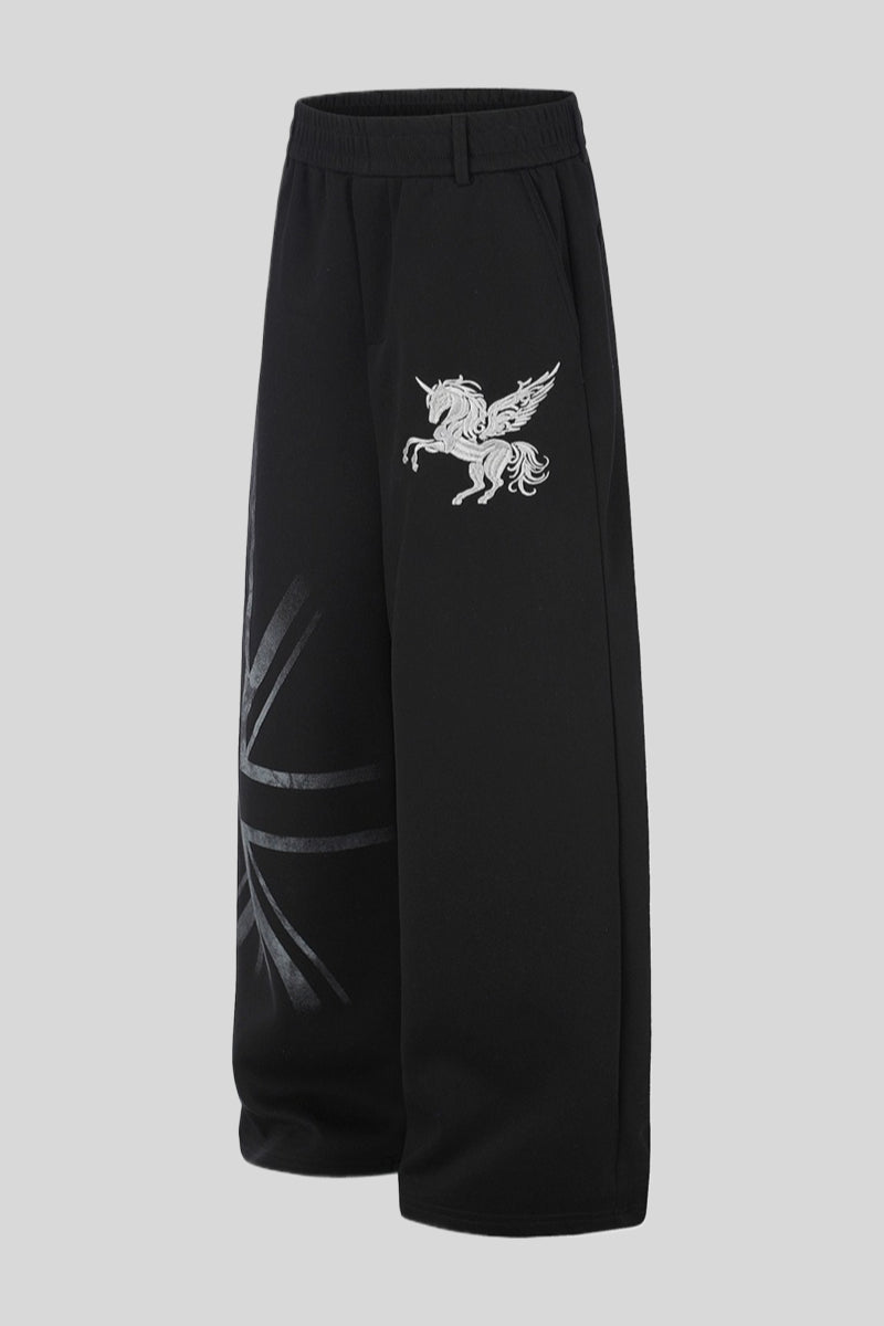 Pegasus Star Embroidered Wide Leg Sweatpants