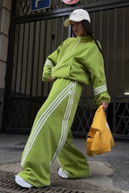 Side Stripe Sweatshirt Jogger Two Piece Set
