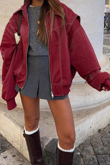 Colorblock Faux Leather Zip Jacket