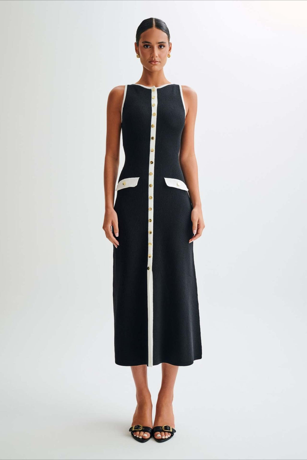 Knit Sleeveless Bodycon Sweater Dress S / Black