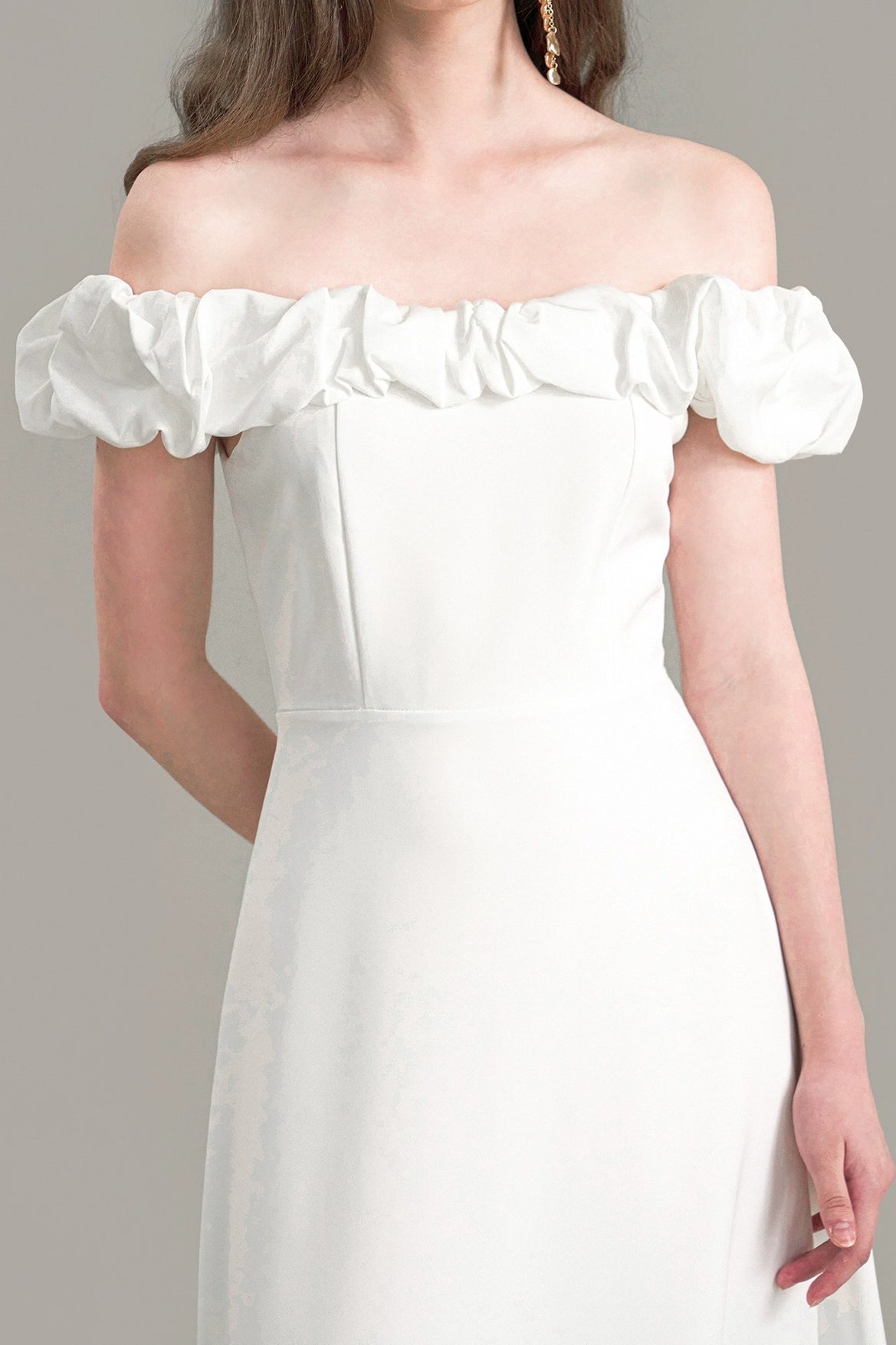 Satin Ruched Off-the-shoulder Cocktail Dress Secondary image