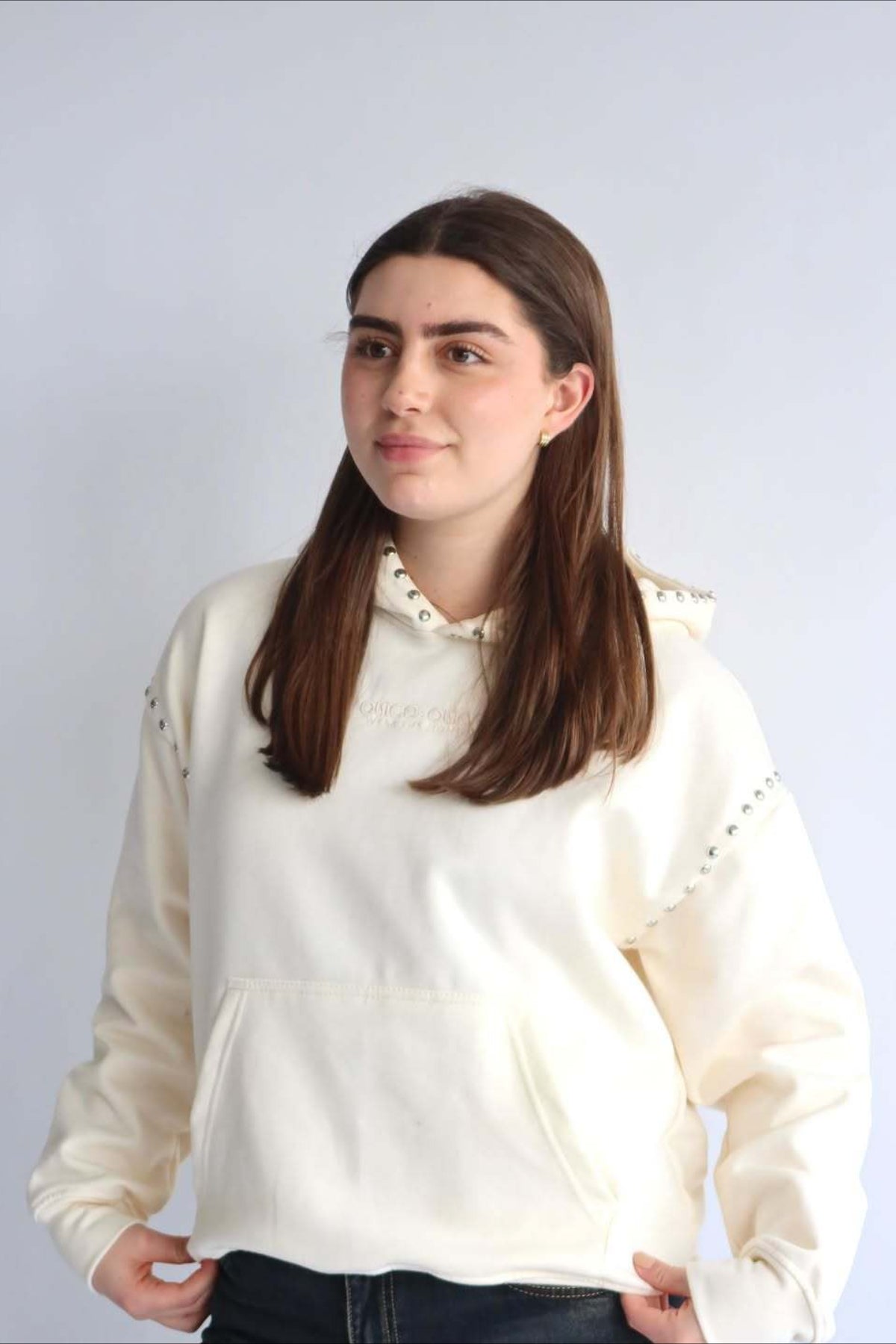 Studded Oversized Pullover Hoodie