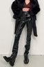 High Shine PU Leather Slim Straight Pants